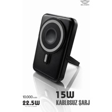 Premium 15W Kablosuz & Standlı 10.000 Mah Powerbank – 22.5W Pd, LED Göstergeli Magsafe