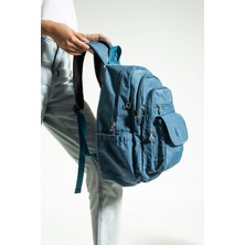 Nemo Bags Turkuaz Unisex Okul Çantası, Crinkle Su Geçirmez Kumaş, Laptop Seyahat Sırt Çantası, 24 Lt, 40X30CM