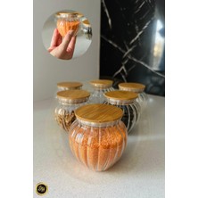 Feyza Design 6'lı Ahşap Kapaklı Cam Kavanoz Seti, Saklama ve Şekerlik 160 ml