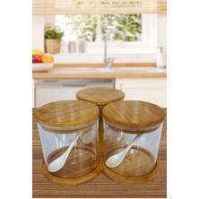 Feyza Design 10 Parça Bambu Baharatlık Seti, Kavanoz ve Kaşık Hediyeli