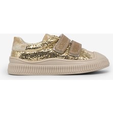 Çocuklar İçin Tonny Black Unisex Altın Sim Detaylı Cırtlı Sneaker Düz Taban Konforlu Ayakkabı