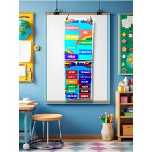 Kozalak Tasarım Haftanın Günleri Yılın Ayları Afişi Okul ve Sınıflar Için Pvc Kaplı 2 Parça Afiş 22*60 cm