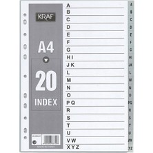 Kraf 1004 A4 Separatör A-Z 20 Parça Renkli Dosya Ölçüleriyle Düzenleme