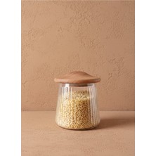Feyza Design Mini Akasya Kapaklı Vakumlu Cam Kavanoz 650 Ml, Şık ve Kullanışlı