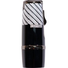 Cohiba 3 Torch Pürmüz Metal Puro Çakmağı Şık Hediye Seçeneği Siyah-Beyaz Renkli Tasarım