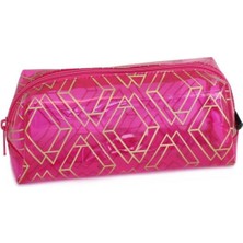 Özgürce Şık Metalik Geo Pembe Kalem Kutusu, Zarif ve Modern Tasarım