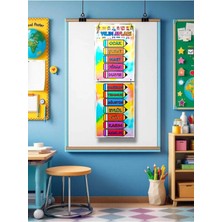 Kozalak Tasarım Yılın Ayları Afişi Okul ve Sınıflar Için Pvc Kaplı 2 Parça Afiş 22*60 cm