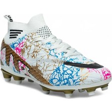 Laligo 565 Garson Yeni Sezon Dişli Yüksek Kalite Beyaz Altın Desen Krampon Ayakkabı