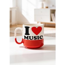 BB Design I Love Music Tasarımlı Baskılı Seramik Pro Kupa Bardak 330ML
