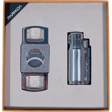 Parmida Çakmak Kesici Ikili Gümüş Puro Seti