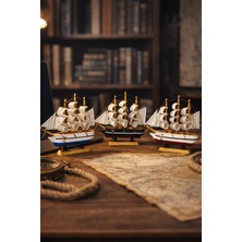 Home Dekor Hediye Dekoratif Premium Ahşap El Yapımı Yelkenli Gemi Maketi Masaüstü Biblo Ev Ofis Dekoru 16X16CM 527ADE