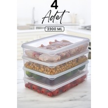 Feyza Design 4'lü 2300 ml Saklama Kabı Seti, Buzdolabı ve Mikrodalga Için Organizer