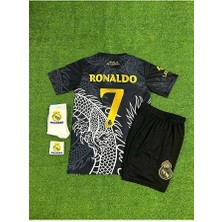 Portego Real Madrid Cristiano Ronaldo Dragon Desenli Konsept Çocuk Forması (Black - Armalı)