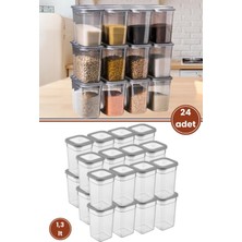 Feyza Design Kare Saklama Kabı Seti, 24 Parça, Gıda ve Baharatlar Için Orta Boy