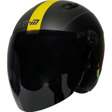 Free-M 601 Sarı Yarım Motosiklet Kaskı (Şeffaf Vizör)