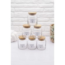 Feyza Design Şık Bambu Vakum Kapaklı Cam Baharatlık Seti 6'lı 300ML
