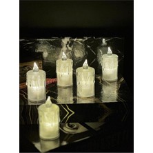 Titreyen Alevli Kristal Erimiş LED Mum 5'li Hareket Alevli Eriyen Yapay Mum Pilli LED