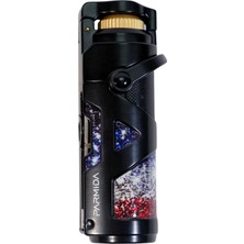 Parmida Tek Torch Pürmüz Siyah Desenli Metal Puro Çakmağı