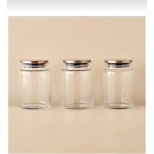 Feyza Design 3'lü Vakumlu Metal Kapaklı Cam Kavanoz Seti 900 Ml, Sağlıklı Saklama Seti