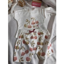 bebexy Kiraz Desenli Şortlu Takım Beyaz