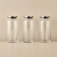 Feyza Design 3'lü 1300 ml Cam Kavanoz Seti, Vakumlu ve Metal Kapaklı