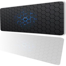 Mavi Siyah Altıgen Desenli Kaymaz Gaming Oyuncu Masaüstü Dikişsiz Klavye Mouse Pad 32X70CM