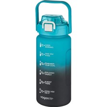 1500ML -Yenilenen Renkler- Pipetli/pipetsiz Kullanım Çift Renk Softtouch Motivasyon Matarası Çıkartma Hediyeli