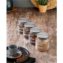 Feyza Design 4’lü 500ML Metal Kapaklı Saklama Kavanozu, 21 Şeffaf Etiketli Set