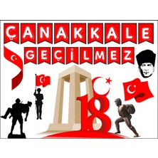 200X250 Ek Dikiş Kumaş Okul Panoları, Etkinlik Fon, 18 Mart Çanakkale Panosu