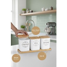Feyza Design Bambu 3'lü Çay Kahve Şeker Kutusu, 900ML, Şık ve Kullanışlı Saklama Seti