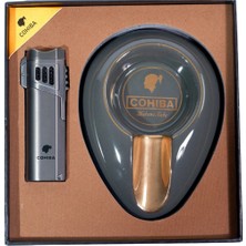 Cohiba Çakmak Küllük Ikili Gunmetal Puro Seti