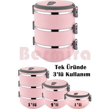 Feyza Design 3 Katlı Yemek Termosu ve Saklama Kabı, Pratik ve Şık Sefer Tası