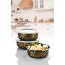 Feyza Design Emaye Saklama Kabı Üç Boy, Hava Sızdırmaz Organizer Seti