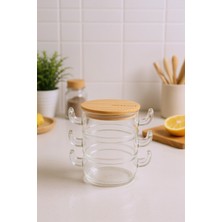 Feyza Design Bambu Kapaklı Cam Saklama Kabı, 3'lü Set, Şık ve Dayanıklı Tasarım