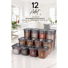 Feyza Design 12'li Geniş Sırlı Moly Dikdörtgen Saklama Kabı Seti