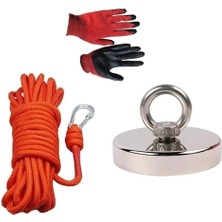 Magnet Magnet Fishing Halatlı Eldivenli Neodyum Pot Mıknatıs Seti, 80MM Büyük Kancalı Mıknatıs Balıkçılığı