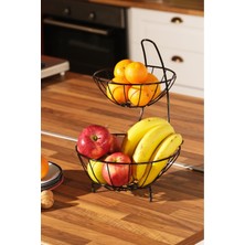 Feyza Design Iki Katlı Metal Meyve ve Sebze Sepeti, Dekoratif Sunum ve Organize Etme