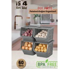 Feyza Design 4'lü Sebzelik Seti, Kapaklı Katlı Saklama ve Düzenleme Organizeri