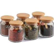 Feyza Design 6’lı Bambu Baharatlık Takımı, Şık ve Fonksiyonel Baharalık Seti