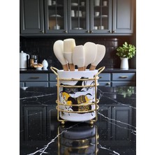 Feyza Design Koyu Herm At Desenli Seramik Kaşıklık, Şık ve Fonksiyonel Mutfak Gereçleri