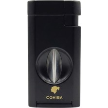 Cohiba Çift Torch Pürmüz Dahili Kesicili Siyah Metal Puro Çakmağı
