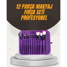 Aesco Fondöten Allık ve Far Uygulamalarına Uygun 12 Parça Makyaj Fırça Takımı Ergonomik Saplı