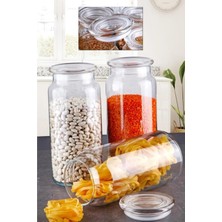 Feyza Design 3'lü Vakumlu Cam Kavanoz Seti, 1.3 Litre, Şık ve Kullanışlı