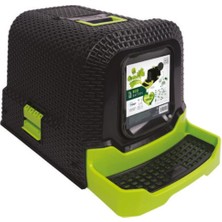 M-Pets Eco Rattan Kapalı Kedi Tuvaleti Siyah Yeşil 69X42X41 cm