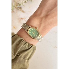 Oqqo Nera Yeşil Kadran Gold Gümüş Kordon Kadın Kol Saati