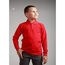 Dıgıl Kids Çocuk Polo Yaka Okul T-Shirt Turuncu Uzun Kol
