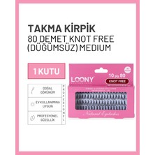 Özgürce Doğal Görünüm Takma Kirpik Seti, Medium Knot, 80 Demet, Ev Kullanımı