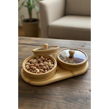 Feyza Design Bambu Kapaklı Yuvarlak Çerezlik 2'li Set, Şık ve Fonksiyonel Tasarım