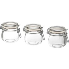 Feyza Design 13 cl Cam Kavanoz Seti, 3 Adet, Şık ve Dayanıklı Saklama Kapları