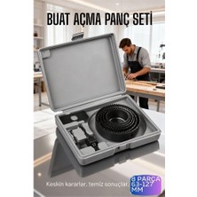 Aesco 8 Parça Profesyonel Panç Buat Açma Seti - Ahşap ve Alçıpan Delme Testere Seti (63-127 Mm)